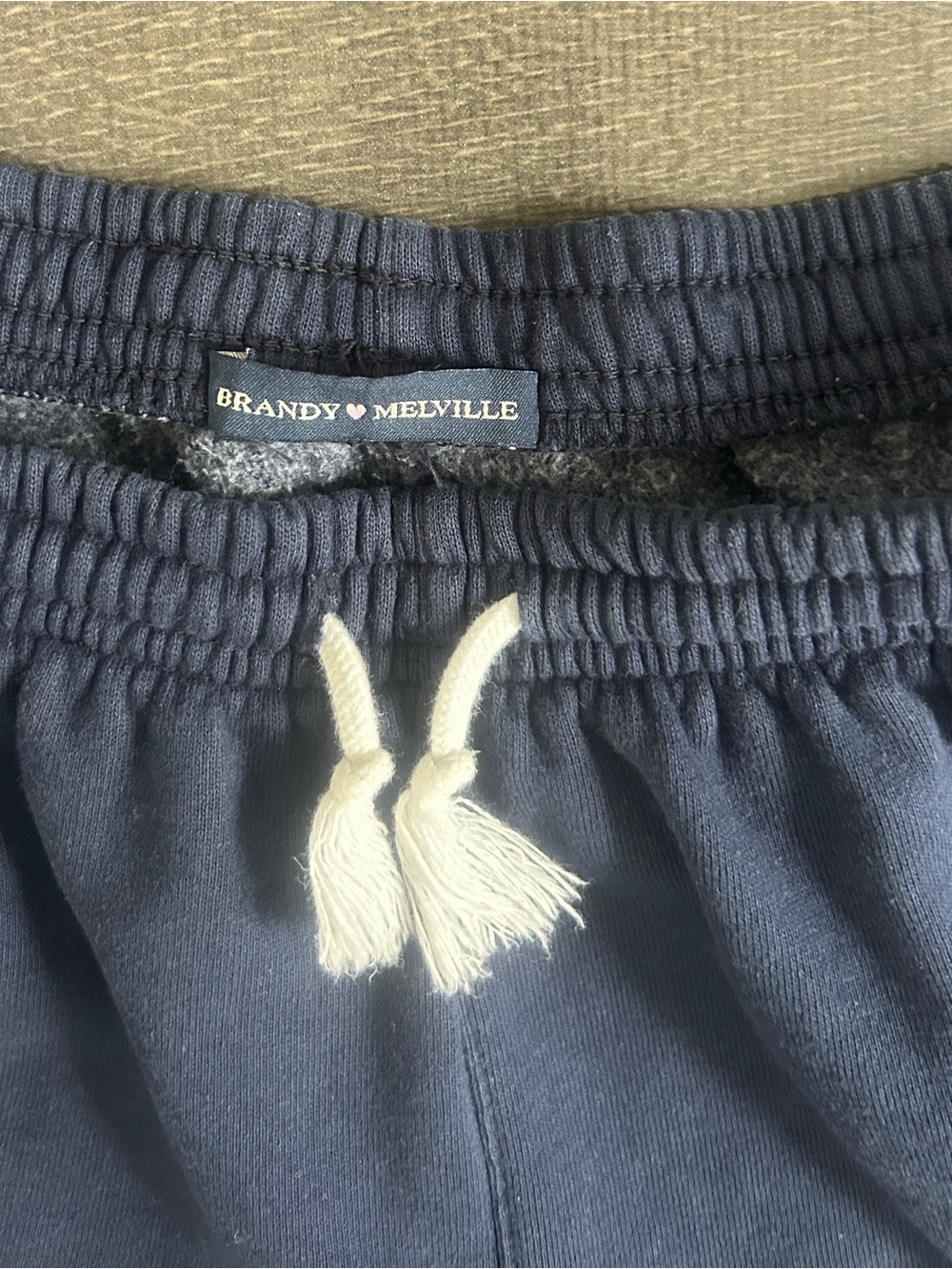 Brandy Melville Navy Blue Fleece Sweat Shorts Elastic Drawstring Waist /One Size - Picture 3 of 7